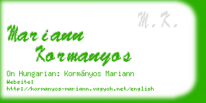 mariann kormanyos business card