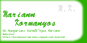 mariann kormanyos business card